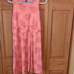 Coral Palm Print Midi Dress